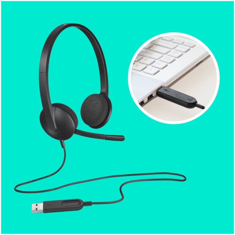 Slušalke žične Logitech naglavne z mikrofonom USB H340 Headset črne (981-000475) LOGITECH Slušalke žične Logitech naglavne z mikrofonom USB H340 Headset črne (981-000475)