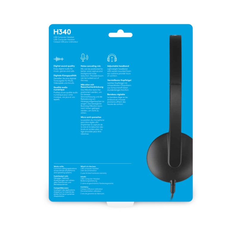 Slušalke žične Logitech naglavne z mikrofonom USB H340 Headset črne (981-000475) LOGITECH Slušalke žične Logitech naglavne z mikrofonom USB H340 Headset črne (981-000475)