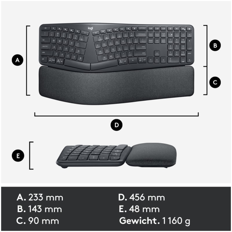 Tipkovnica brezžična Logitech K860 Ergo | SLO gravura grafitna (920-010108) LOGITECH Tipkovnica brezžična Logitech K860 Ergo | SLO gravura grafitna (920-010108)