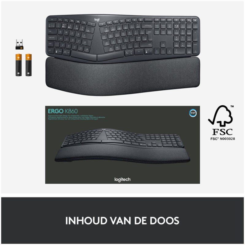 Tipkovnica brezžična Logitech K860 Ergo | SLO gravura grafitna (920-010108) LOGITECH Tipkovnica brezžična Logitech K860 Ergo | SLO gravura grafitna (920-010108)