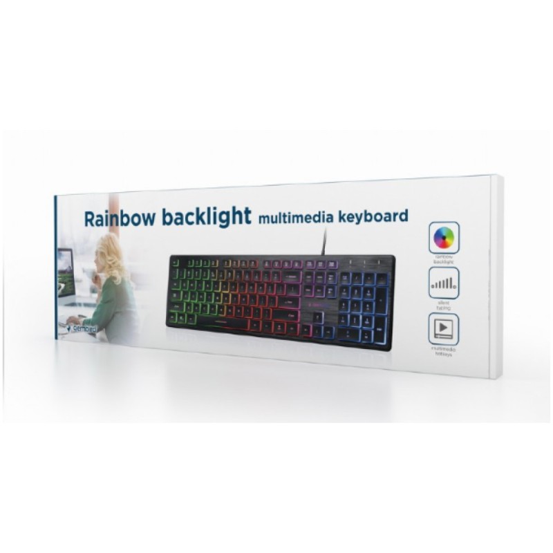 Gaming Tipkovnica Gembird KB-UML-01 US | SLO gravura - črna RGB (KB-UML-01) Gembird Gaming Tipkovnica Gembird KB-UML-01 US | SLO gravura - črna RGB (KB-UML-01)