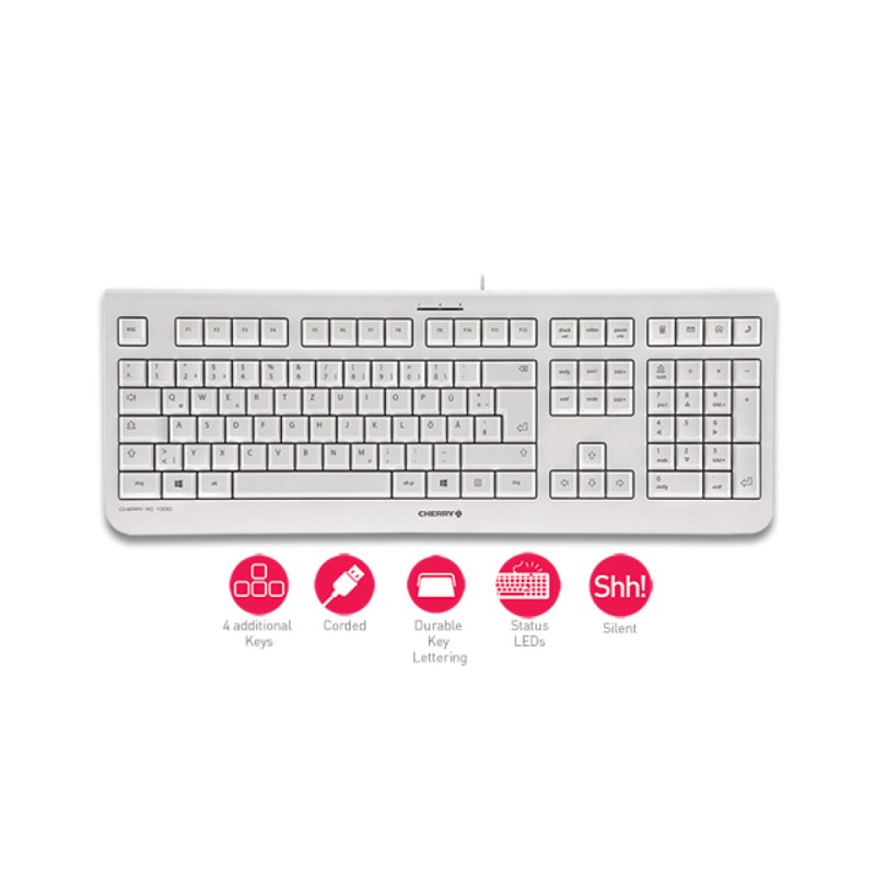 Tipkovnica Cherry KC 1000 bela USB UK SLO gravura (JK-0800GB-0) Cherry Tipkovnica Cherry KC 1000 bela USB UK SLO gravura (JK-0800GB-0)