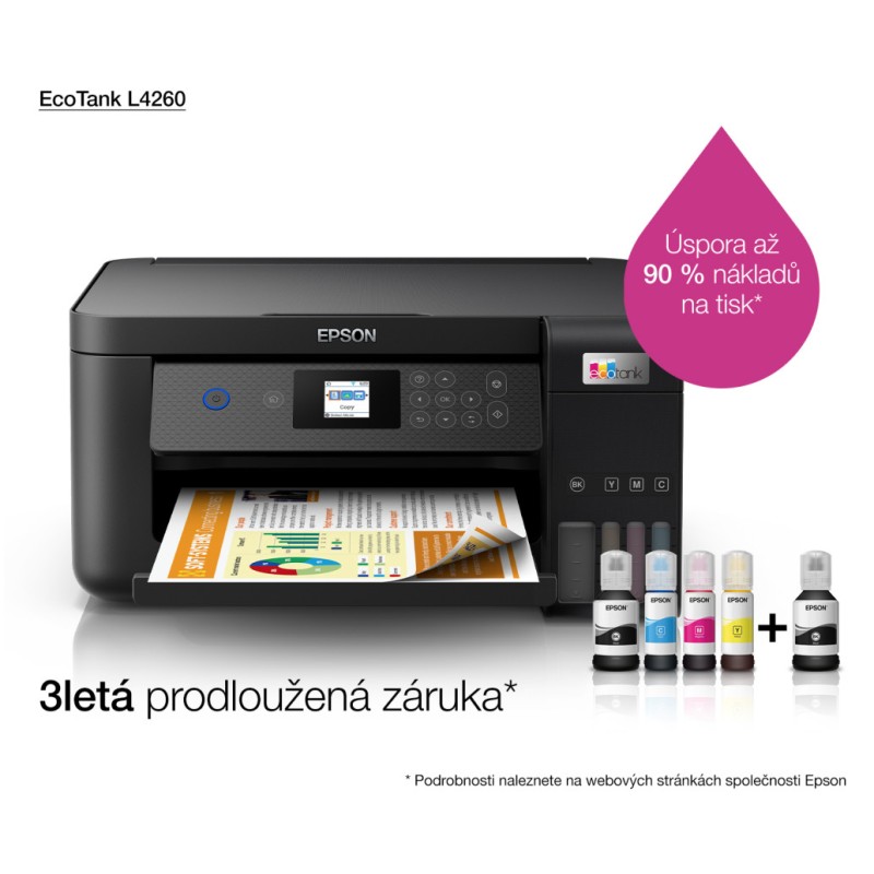 Tiskalnik Brizgalni Barvni Multifunkcijski Epson EcoTank ITS L4260 A4/tiskanje/skeniranje/kopiranje/Wi-Fi (C11CJ63409) Epson Tiskalnik Brizgalni Barvni Multifunkcijski Epson EcoTank ITS L4260 A4/tiskanje/skeniranje/kopiranje/Wi-Fi (C11CJ63409)