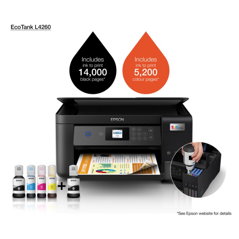 Tiskalnik Brizgalni Barvni Multifunkcijski Epson EcoTank ITS L4260 A4/tiskanje/skeniranje/kopiranje/Wi-Fi (C11CJ63409) Epson Tiskalnik Brizgalni Barvni Multifunkcijski Epson EcoTank ITS L4260 A4/tiskanje/skeniranje/kopiranje/Wi-Fi (C11CJ63409)