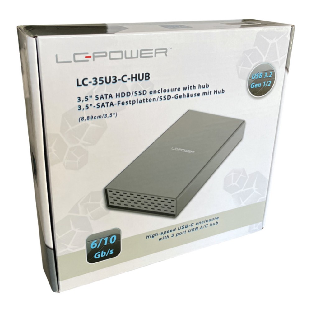 Ohišje za trdi disk 3,5 USB 3.2 Gen 2x1 LC Power LC-35U3-C-HUB LC Power Ohišje za trdi disk 3,5 USB 3.2 Gen 2x1 LC Power LC-35U3-C-HUB