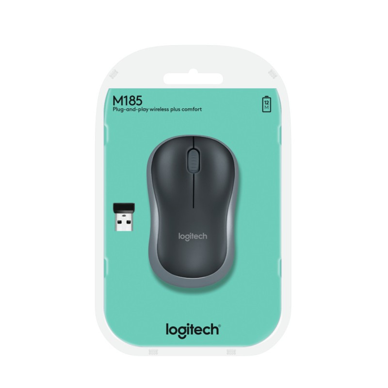 Miš Logitech brezžična M185 za notesnike siva nano (910-002235) LOGITECH Miš Logitech brezžična M185 za notesnike siva nano (910-002235)