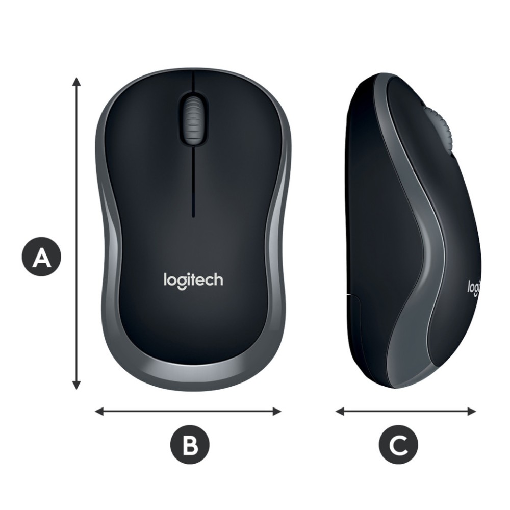 Miš Logitech brezžična M185 za notesnike siva nano (910-002235) LOGITECH Miš Logitech brezžična M185 za notesnike siva nano (910-002235)