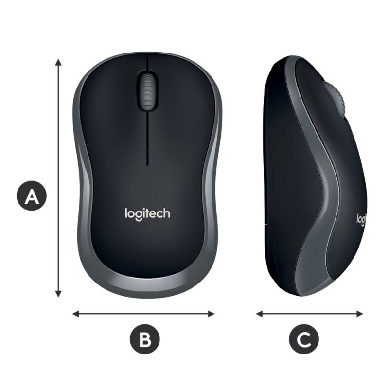 Miš Logitech brezžična M185 za notesnike siva nano (910-002235) LOGITECH Miš Logitech brezžična M185 za notesnike siva nano (910-002235)