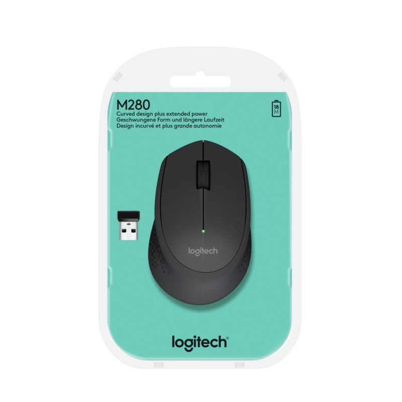 Miš Logitech brezžična optična M280 črna (910-004287) LOGITECH Miš Logitech brezžična optična M280 črna (910-004287)