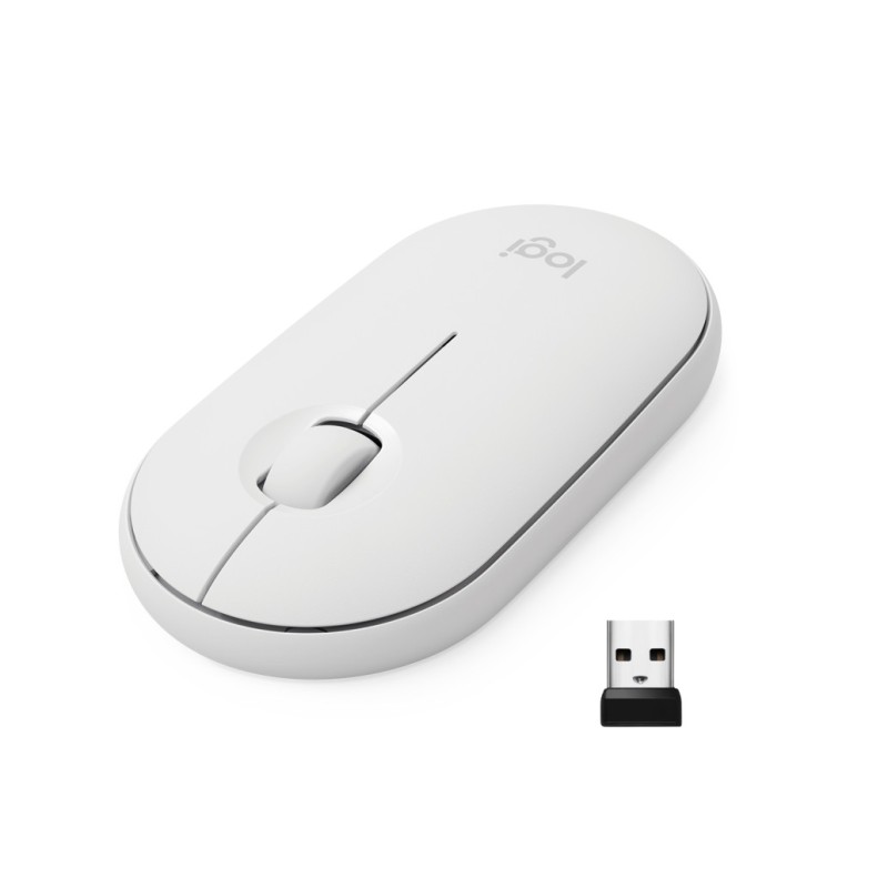 Miš Logitech brezžična + Bluetooth optična M350 bela Pebble (910-005716) LOGITECH Miš Logitech brezžična + Bluetooth optična M350 bela Pebble (910-005716)