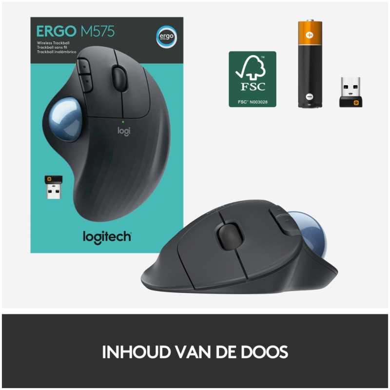 Miš brezžična Bluetooth 5.0 Logitech M575 Trackball 2000DPI Unifying ergonomska grafitna (910-005872) LOGITECH Miš brezžična Bluetooth 5.0 Logitech M575 Trackball 2000DPI Unifying ergonomska grafitna (910-005872)