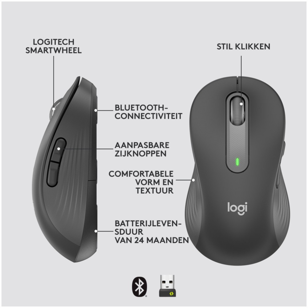 Miš brezžična + Bluetooth Logitech M650L 4000DPI za levičarje grafitna (910-006239) LOGITECH Miš brezžična + Bluetooth Logitech M650L 4000DPI za levičarje grafitna (910-006239)