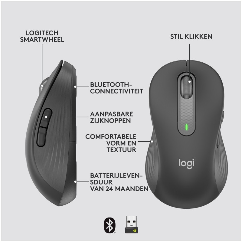 Miš brezžična + Bluetooth Logitech M650L 4000DPI za levičarje grafitna (910-006239) LOGITECH Miš brezžična + Bluetooth Logitech M650L 4000DPI za levičarje grafitna (910-006239)
