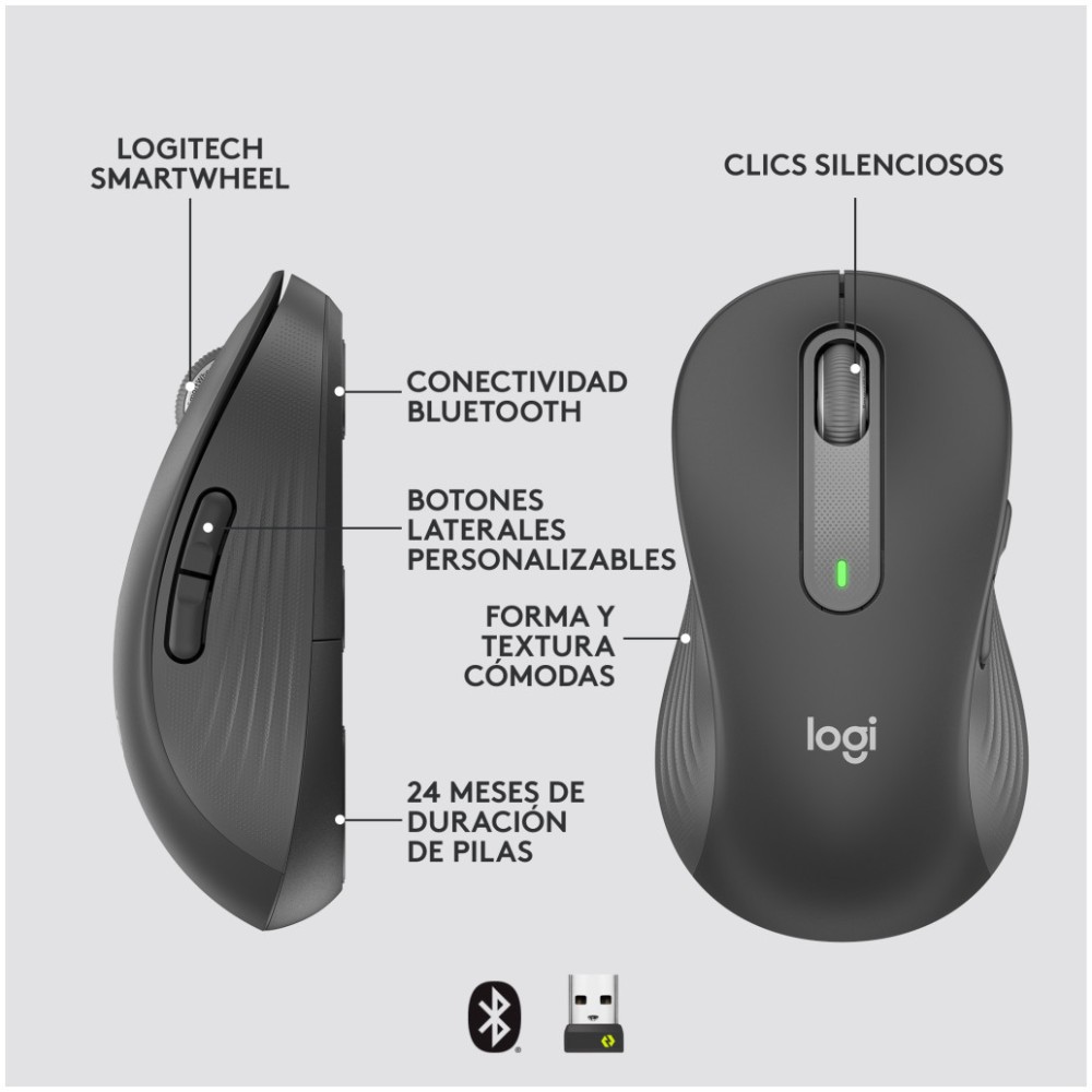 Miš brezžična + Bluetooth Logitech M650L 4000DPI za levičarje grafitna (910-006239) LOGITECH Miš brezžična + Bluetooth Logitech M650L 4000DPI za levičarje grafitna (910-006239)