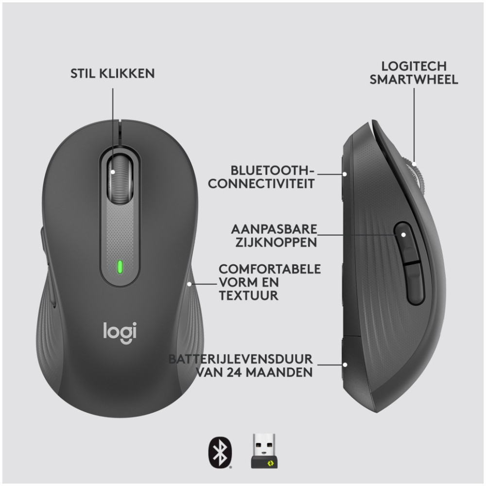 Miš brezžična + Bluetooth Logitech M650 medium 2000DPI Bolt reciever grafitna (910-006253) LOGITECH Miš brezžična + Bluetooth Logitech M650 medium 2000DPI Bolt reciever grafitna (910-006253)