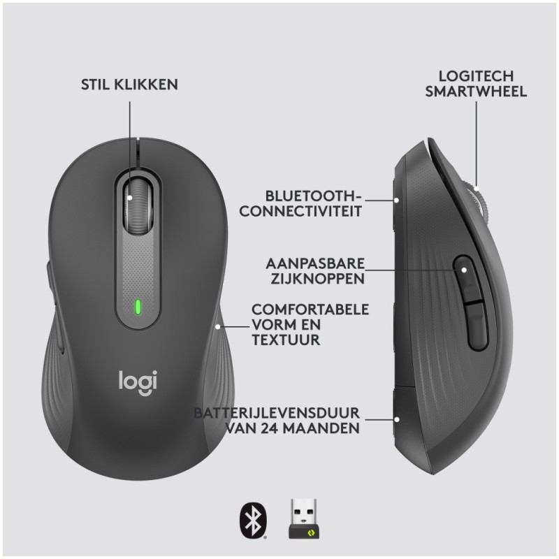 Miš brezžična + Bluetooth Logitech M650 medium 2000DPI Bolt reciever grafitna (910-006253) LOGITECH Miš brezžična + Bluetooth Logitech M650 medium 2000DPI Bolt reciever grafitna (910-006253)
