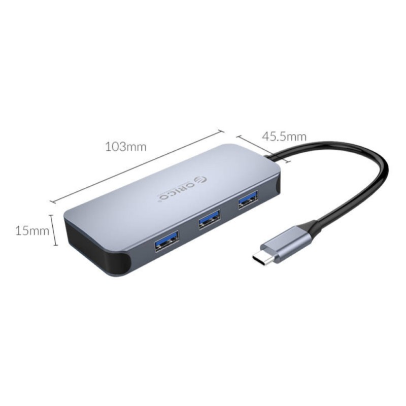 Priklopna postaja USB-C => 3x USB 3.0 tip A 1x HDMI 4K@30Hz 1x RJ45 1x USB-C PD 100W Orico (MC-U602P-GY-BP) Orico Priklopna postaja USB-C => 3x USB 3.0 tip A 1x HDMI 4K@30Hz 1x RJ45 1x USB-C PD 100W Orico (MC-U602P-GY-BP)