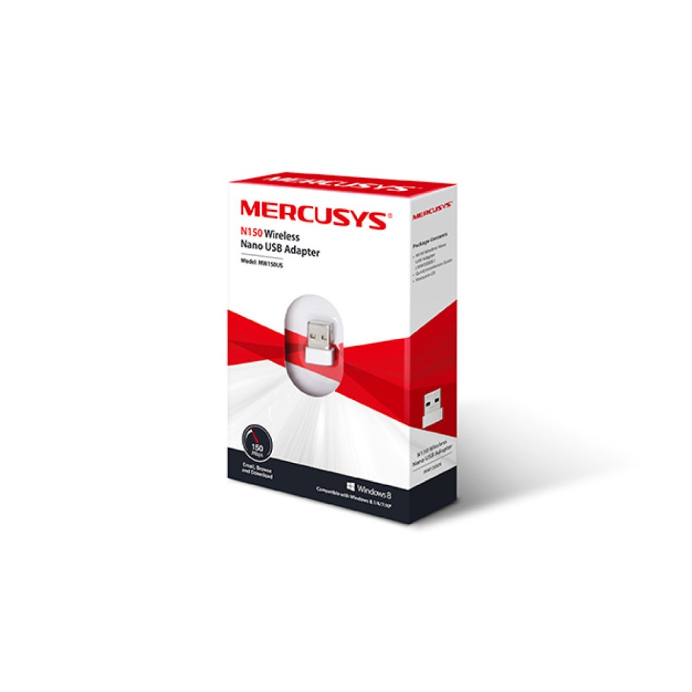 Brezžični mrežni adapter USB 2.0 MERCUSYS Nano WiFi4 802.11n N150 150Mbit/s Nano (MW150US) MERCUSYS Brezžični mrežni adapter USB 2.0 MERCUSYS Nano WiFi4 802.11n N150 150Mbit/s Nano (MW150US)