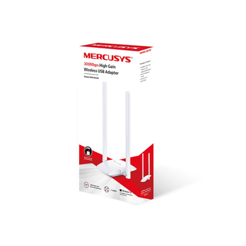 Brezžični mrežni adapter USB 2.0 MERCUSYS WiFi4 802.11n N300 300Mbit/s 2x antena (MW300UH) MERCUSYS Brezžični mrežni adapter USB 2.0 MERCUSYS WiFi4 802.11n N300 300Mbit/s 2x antena (MW300UH)