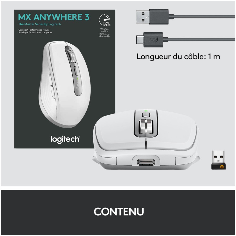 Miš brezžična + Bluetooth za notesnike Logitech MX Anywhere 3 Darkfield polnilna 4000DPI siva (910-005989) LOGITECH Miš brezžična + Bluetooth za notesnike Logitech MX Anywhere 3 Darkfield polnilna 4000DPI siva (910-005989)