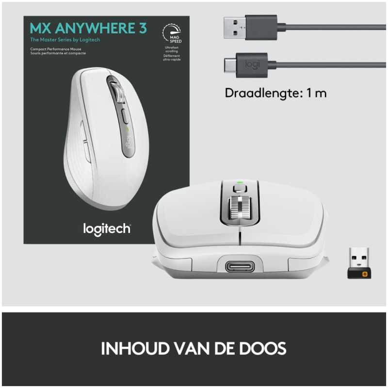 Miš brezžična + Bluetooth za notesnike Logitech MX Anywhere 3 Darkfield polnilna 4000DPI siva (910-005989) LOGITECH Miš brezžična + Bluetooth za notesnike Logitech MX Anywhere 3 Darkfield polnilna 4000DPI siva (910-005989)