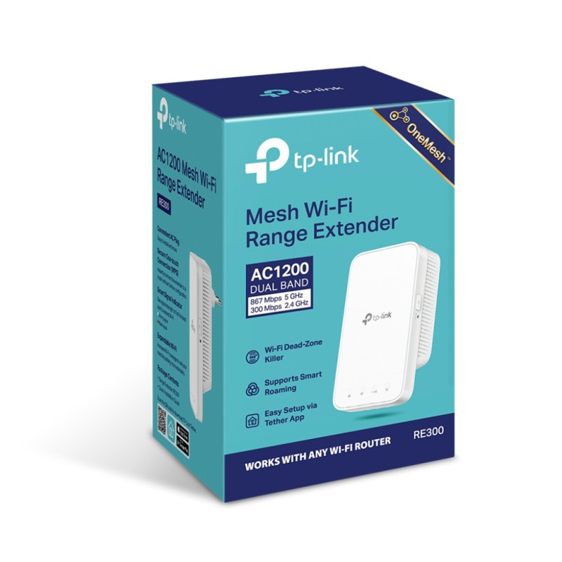Razširitev brezžičnega omrežja TP-Link WiFi5 802.11ac AC1200 867Mbit/s MESH 2x notranja antena (TPLNC-RE300) TP-LINK Razširitev brezžičnega omrežja TP-Link WiFi5 802.11ac AC1200 867Mbit/s MESH 2x notranja antena (TPLNC-RE300)