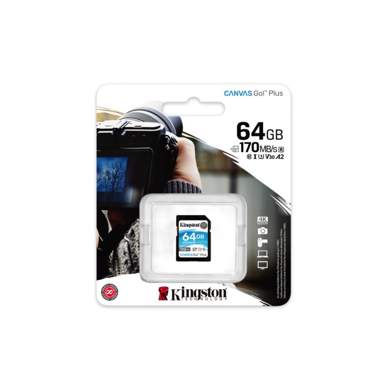 Spominska kartica SDXC 64GB Kingston Canvas Go! Plus 170MB/s U3 V30 UHS-I ) KINGSTON Spominska kartica SDXC 64GB Kingston Canvas Go! Plus 170MB/s U3 V30 UHS-I )