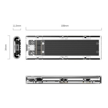 Ohišje za SSD disk M.2 => USB-C PCIe NVMe USB 3.1 Gen2 Type-C Orico - črn (TCM2-C3-BK-BP) Ohišje za SSD disk M.2 => USB-C PCIe NVMe USB 3.1 Gen2 Type-C Orico - črn (TCM2-C3-BK-BP)