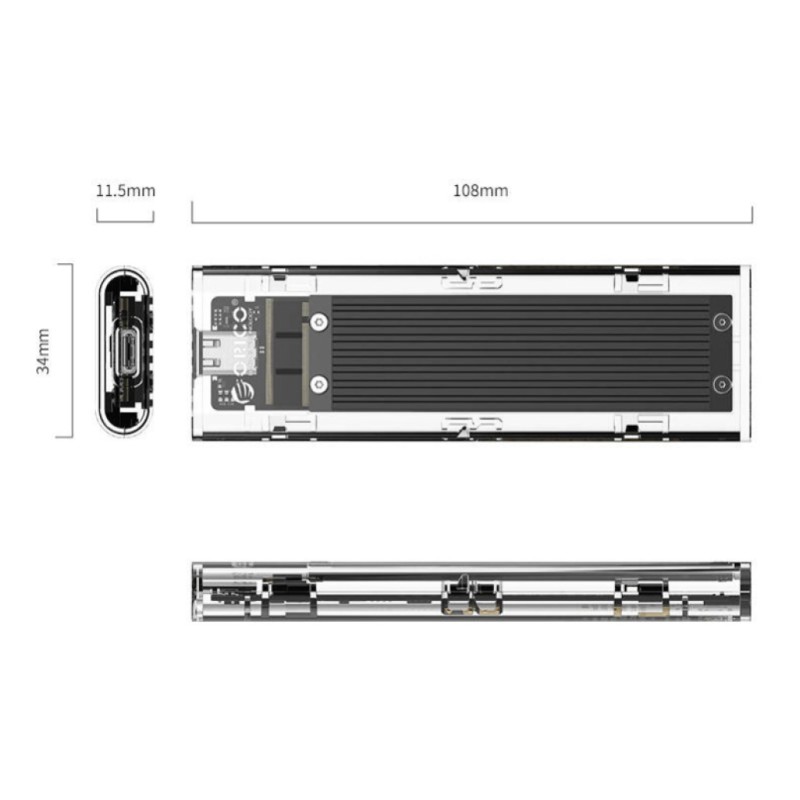 Ohišje za SSD disk M.2 => USB-C PCIe NVMe USB 3.1 Gen2 Type-C Orico - črn (TCM2-C3-BK-BP) Orico Ohišje za SSD disk M.2 => USB-C PCIe NVMe USB 3.1 Gen2 Type-C Orico - črn (TCM2-C3-BK-BP)