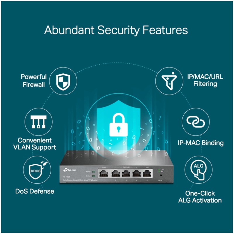 Usmerjevalnik TP-Link Omada Safestream 1000Mbit/s 3xLAN+WAN 4xLAN (TL-R605) TP-LINK Usmerjevalnik TP-Link Omada Safestream 1000Mbit/s 3xLAN+WAN 4xLAN (TL-R605)