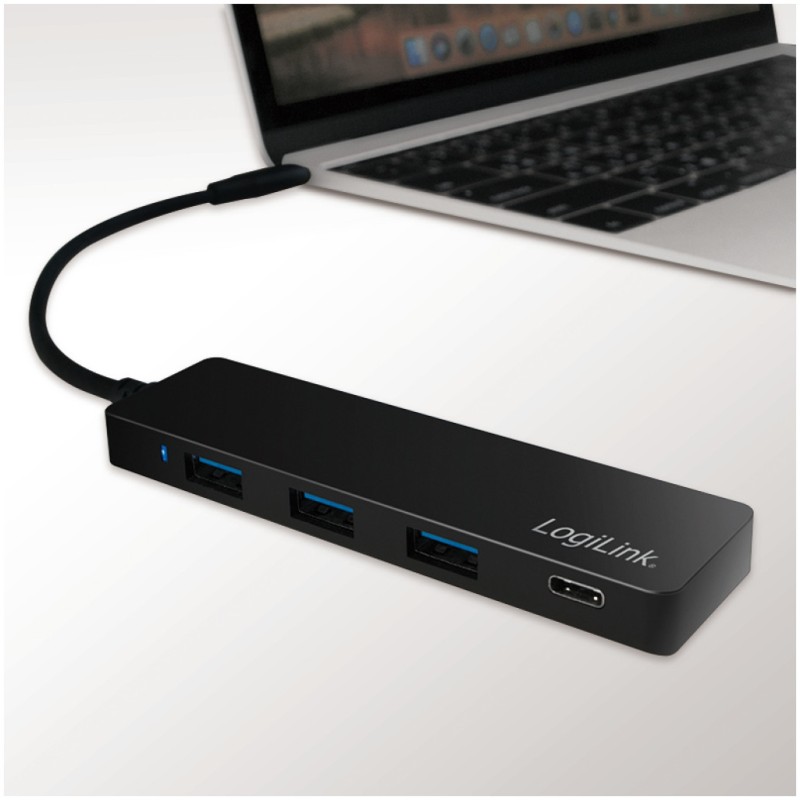HUB USB-C => 3x USB 3.0 tip A 1x USB-C Thunderbolt 3 LogiLink (UA0311) LOGILINK HUB USB-C => 3x USB 3.0 tip A 1x USB-C Thunderbolt 3 LogiLink (UA0311)