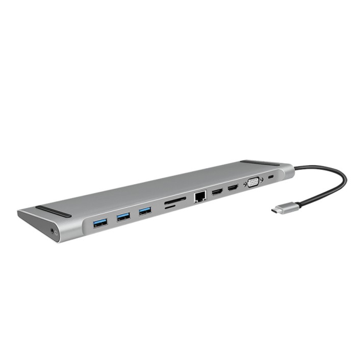 Priklopna postaja USB-C => 3x USB 3.0 tip A USB-C PD 100W 2x HDMI VGA RJ45 11 izhodov srebrn LogiLink (UA0373) Priklopna postaja USB-C => 3x USB 3.0 tip A USB-C PD 100W 2x HDMI VGA RJ45 11 izhodov srebrn LogiLink (UA0373)
