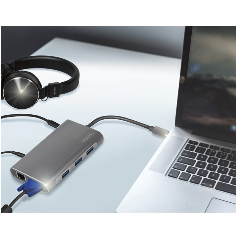 Priklopna postaja USB-C => 3x USB tip A 1xUSB-C PD 100W 1x HDMI 1x VGA1x RJ45 1x 3,5mm avdio 1x čitalec kartic SD/microSD LogiLink (UA0383) EOLS-P LOGILINK Priklopna postaja USB-C => 3x USB tip A 1xUSB-C PD 100W 1x HDMI 1x VGA1x RJ45 1x 3,5mm avdio 1x čitalec kartic SD/microSD LogiLink (UA0383) EOLS-P