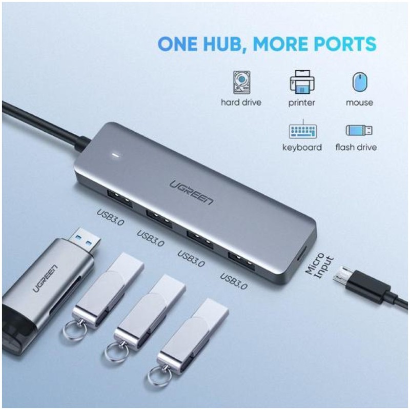 HUB USB-C => 4x USB 3.0 tip A Ugreen + USB-C (70336)