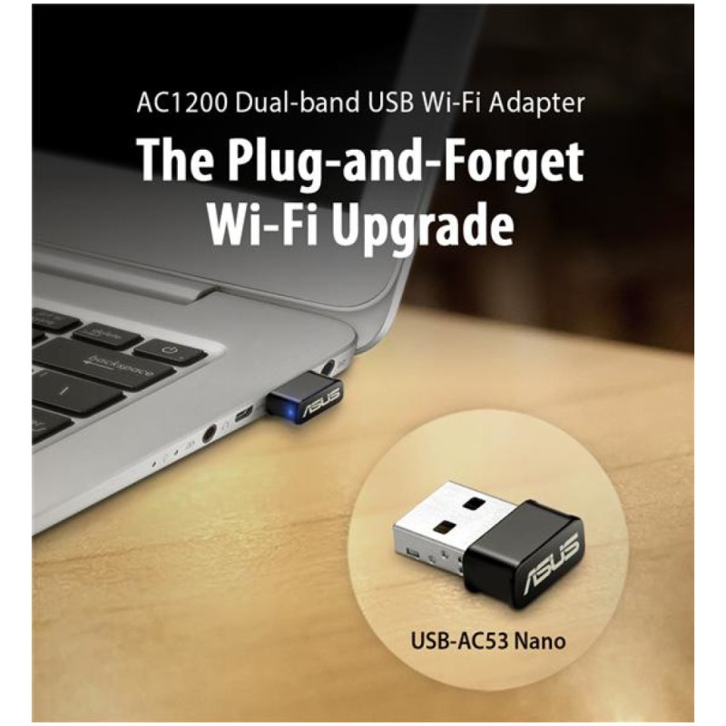 Brezžični mrežni adapter USB 3.0 Asus WiFi5 802.11ac AC1200 867Mbit/s Dualband Nano (90IG03P0-BM0R10) ASUS Brezžični mrežni adapter USB 3.0 Asus WiFi5 802.11ac AC1200 867Mbit/s Dualband Nano (90IG03P0-BM0R10)