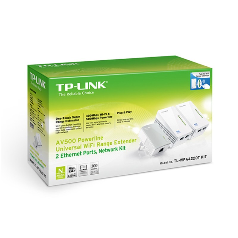HPAV Powerline 2xLAN+1xLAN RJ45 220V TP-Link 300Mbit/s (2+1) WLAN (TL-WPA4220T KIT) TP-LINK HPAV Powerline 2xLAN+1xLAN RJ45 220V TP-Link 300Mbit/s (2+1) WLAN (TL-WPA4220T KIT)