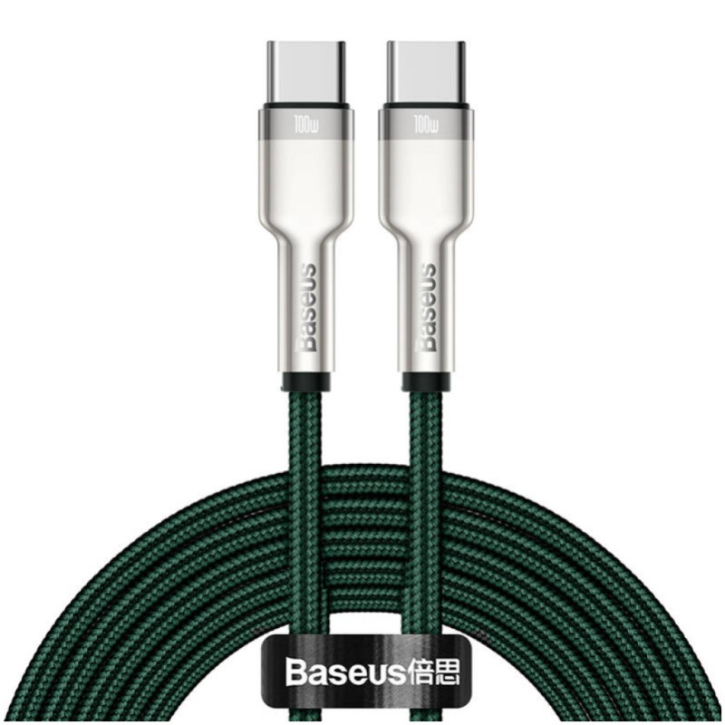 Kabel USB-C => USB-C tekstil ovoj 2,00m 20V/5A 100W Baseus Cafule Metal zelen (CATJK-D06) Baseus Kabel USB-C => USB-C tekstil ovoj 2,00m 20V/5A 100W Baseus Cafule Metal zelen (CATJK-D06)