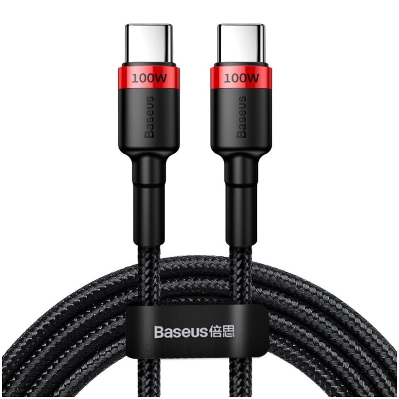 Kabel USB-C => USB-C tekstil ovoj 2,00m 20V/5A 100W PD2 Baseus Cafule črn/rdeč (CATKLF-AL91) Baseus Kabel USB-C => USB-C tekstil ovoj 2,00m 20V/5A 100W PD2 Baseus Cafule črn/rdeč (CATKLF-AL91)