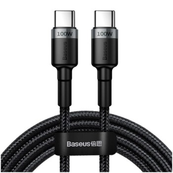 Kabel USB-C => USB-C tekstil ovoj 2,00m 20V/5A 100W PD2 Baseus Cafule črn/siv (CATKLF-ALG1)