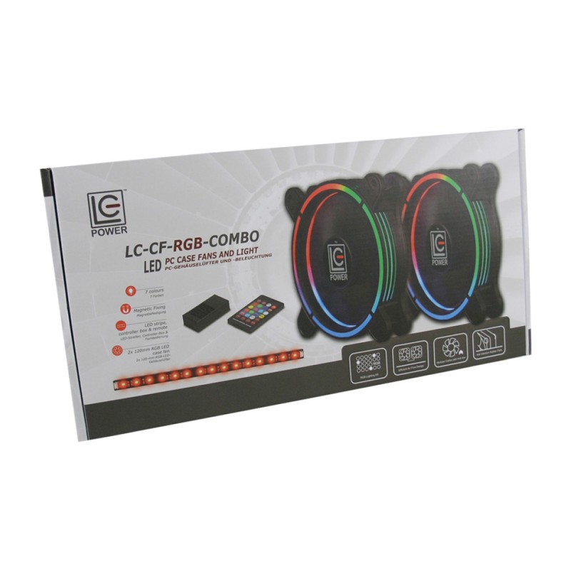 Ventilator LC Power LC-CF-RGB 120mm, črna RGB (2x ventilator, 1x RGB trak) LC Power Ventilator LC Power LC-CF-RGB 120mm, črna RGB (2x ventilator, 1x RGB trak)