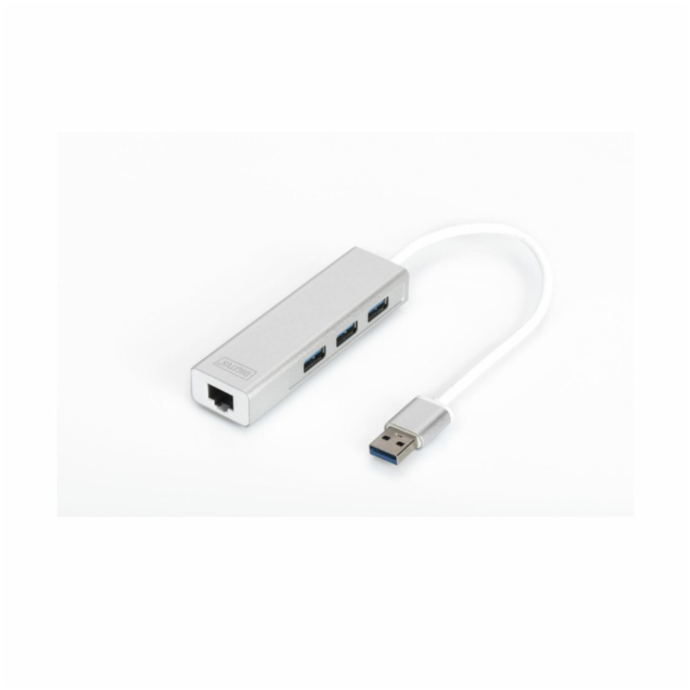 HUB USB 3.0 3portni Digitus z 100/1000 Ethernet mrežnim priključkom Digitus HUB USB 3.0 3portni Digitus z 100/1000 Ethernet mrežnim priključkom