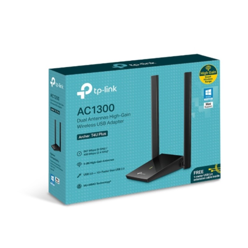 Brezžični mrežni adapter USB 3.0 TP-Link WiFi5 802.11ac AC1300 867Mbit/s 2x antena (ARCHER T4U PLUS) TP-LINK Brezžični mrežni adapter USB 3.0 TP-Link WiFi5 802.11ac AC1300 867Mbit/s 2x antena (ARCHER T4U PLUS)