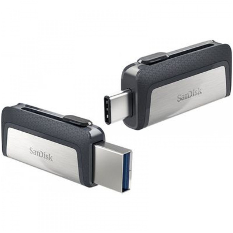 Spominski ključek 256GB USB 3.2/USB-C Sandisk Ultra Dual 150MB/s plastičen izvlečni srebrno-črn (SDDDC2-256G-G46) SANDISK Spominski ključek 256GB USB 3.2/USB-C Sandisk Ultra Dual 150MB/s plastičen izvlečni srebrno-črn (SDDDC2-256G-G46)