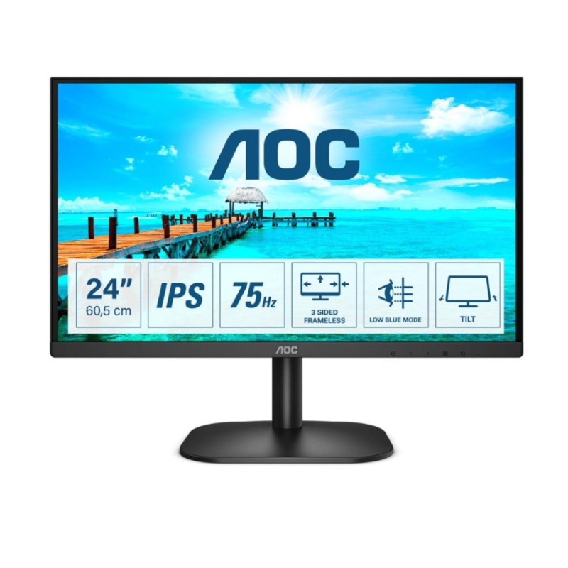 Monitor AOC 60,5 cm (23,8) 24B2XD 1920x1080 75Hz IPS 4ms VGA DVI 3H AdaptiveSysnc NTSC72% AOC Monitor AOC 60,5 cm (23,8) 24B2XD 1920x1080 75Hz IPS 4ms VGA DVI 3H AdaptiveSysnc NTSC72%