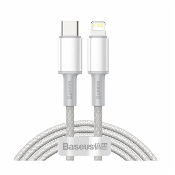 Kabel USB-C => Apple Lightning 2m PD 20W bel pleten Baseus Kabel USB-C => Apple Lightning 2m PD 20W bel pleten Baseus