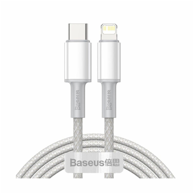 Kabel USB-C => Apple Lightning 2m PD 20W bel pleten Baseus Baseus Kabel USB-C => Apple Lightning 2m PD 20W bel pleten Baseus