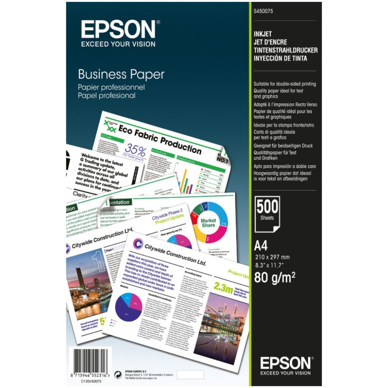 Papir A-4/500list- 80gr/m2 Epson Business (C13S450075) Epson Papir A-4/500list- 80gr/m2 Epson Business (C13S450075)