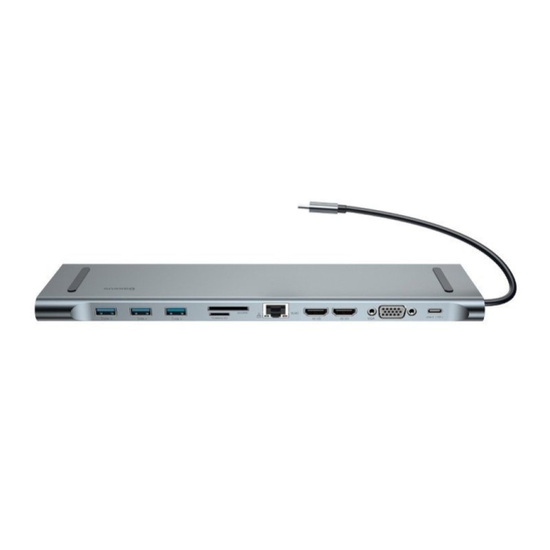 Priklopna postaja USB-C => 3x USB 3.0 tip A USB-C PD 60W 2x HDMI VGA microSD/SD/MMC RJ45 AUX Baseus Enjoyment Series srebrn (CATSX-G0G) Baseus Priklopna postaja USB-C => 3x USB 3.0 tip A USB-C PD 60W 2x HDMI VGA microSD/SD/MMC RJ45 AUX Baseus Enjoyment Series srebrn (CATSX-G0G)