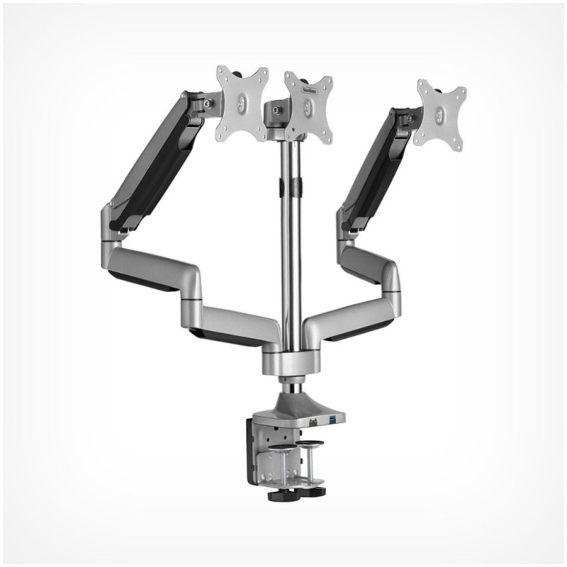 Nosilec za LCD monitor trojni 33 - 82 cm (13-32) do 9kg / roko 2 x USB 3.0 aluminij plinska vzmet VonHaus (3000243) VONHAUS Nosilec za LCD monitor trojni 33 - 82 cm (13-32) do 9kg / roko 2 x USB 3.0 aluminij plinska vzmet VonHaus (3000243)