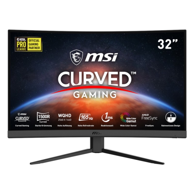 Monitor MSI 80 cm (31,5) G32CQ4 2560x1440 Curved Gaming 165Hz VA 1ms 2xHDMI DisplayPort  FreeSync Premium Optix črna